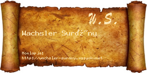 Wachsler Surány névjegykártya